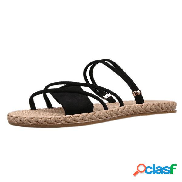 Mujer Color sólido Soft Bottom Flats Playa zapatillas