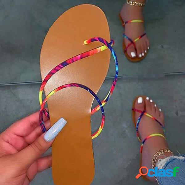 Mujer Colorful Correa cómoda Clip Toe Playa Sliders