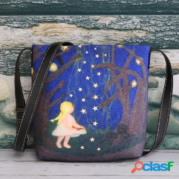 Mujer Colorful DIY Chica Cordero Cabello Bolsa Crossbody