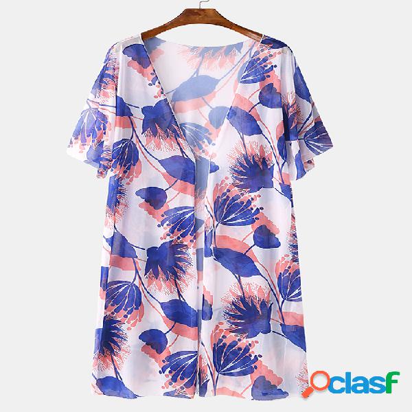 Mujer Cover Ups Estampado floral Protección solar Cárdigan