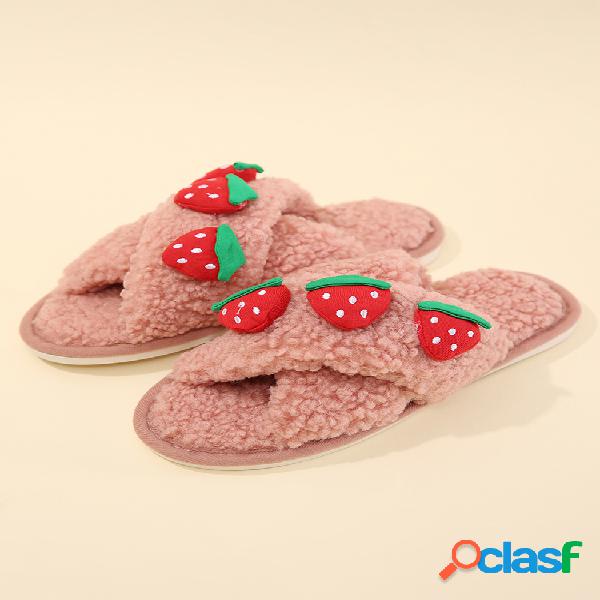 Mujer Cute Fruit Patrón Algodón de felpa casero forrado