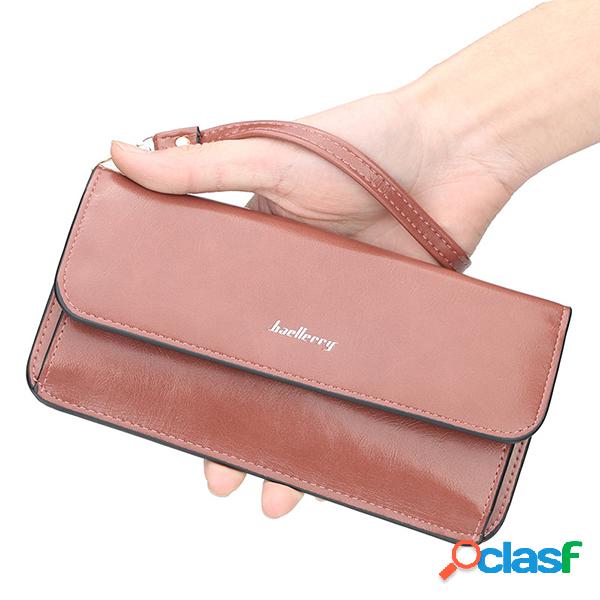 Mujer Flap Solid Long Wallet Teléfono Bolsa Embrague Bolsa