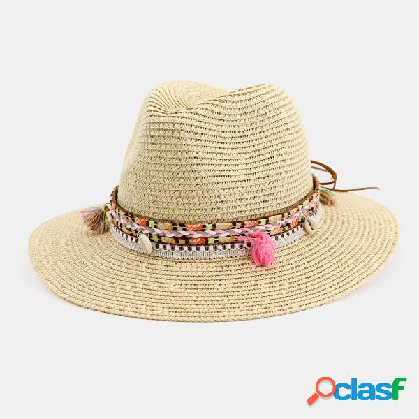 Mujer Jazz Straw Sombrero al aire libre Playa Protector