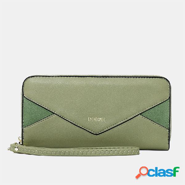 Mujer Monedero largo con cremallera y patchwork