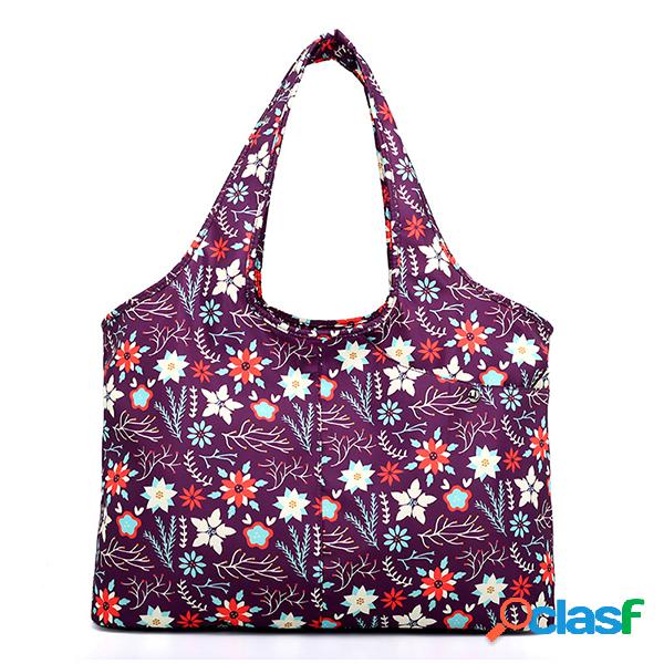 Mujer National Print Nylon Impermeable Bolso de hombro de