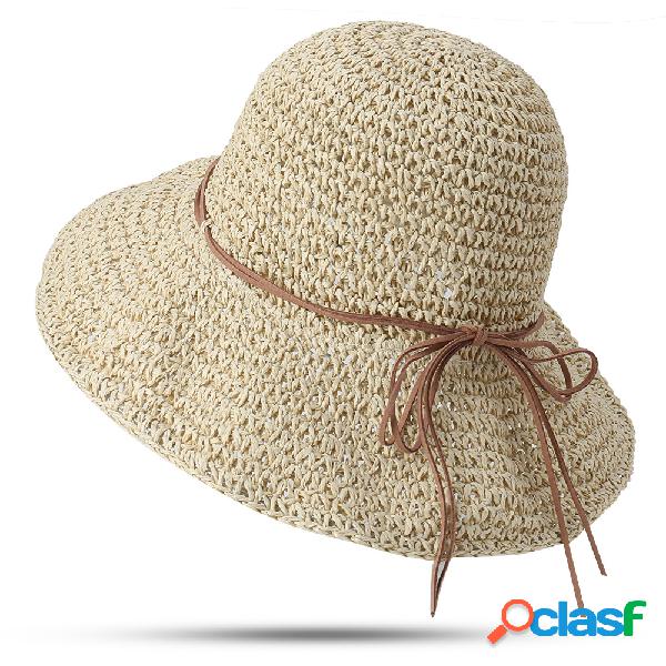 Mujer Protector solar plegable anti UV UV Bucket Paja