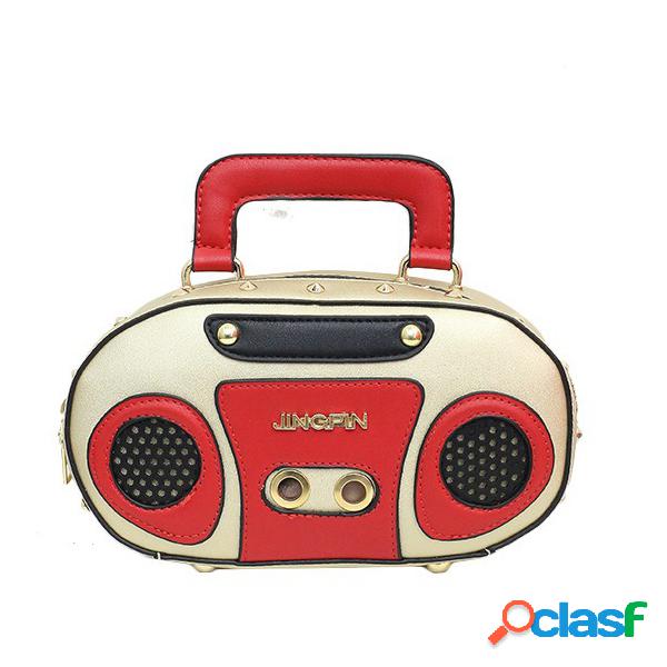 Mujer Radio Hombro estéreo Bolsa Remache Cute Crossbody