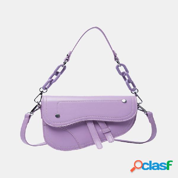 Mujer Sillín con cerrojo de cadenas Bolsa Bandolera Bolsa