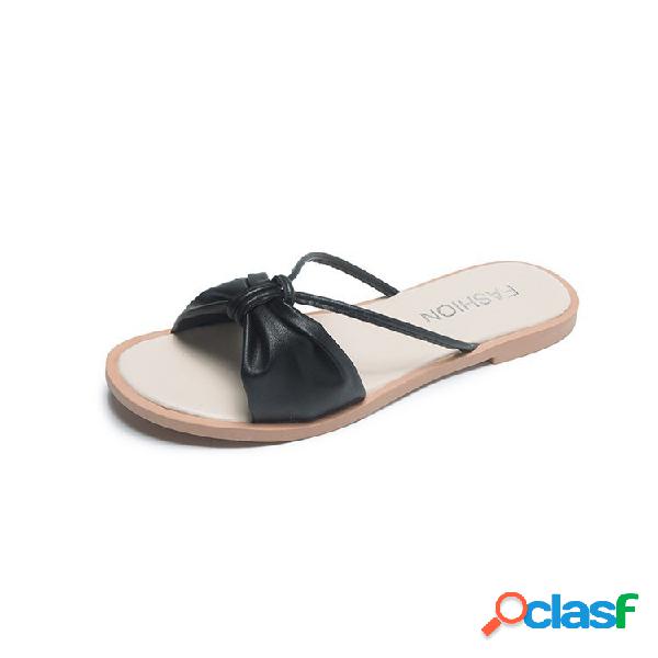 Mujer Soft Botines Bownot de color liso zapatillas