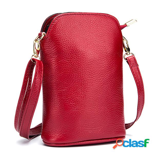 Mujer Soft Piel Genuina Teléfono Bolsa Ocio Crossbody
