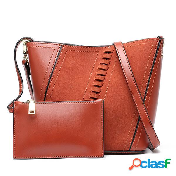 Mujer Solid 2 PCS Bucket Bolsa Leisure Crossbody Bolsa