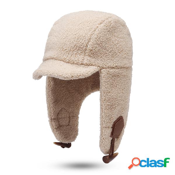 Mujer Winter Lamb Cashmere Earmuffs Felpa Lei Feng Sombrero