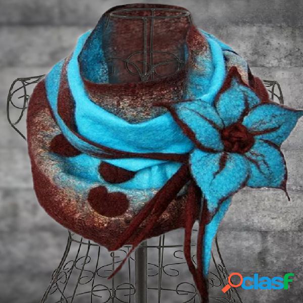 Mujer vendimia Boas y bufandas elegantes florales Abrigo de