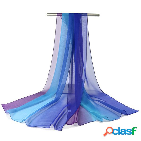 Mujeres Gradient Color Chiffon Bufandas Chales Casual