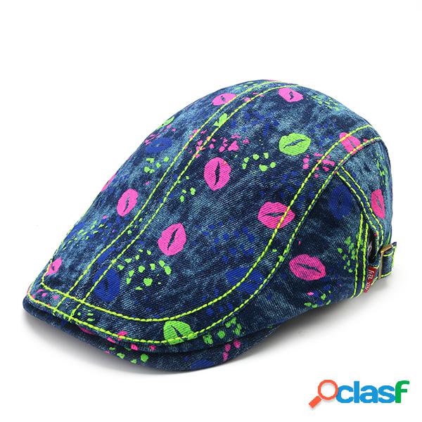 Mujeres Hombres Algodón Impresión Beret Peaked Cap