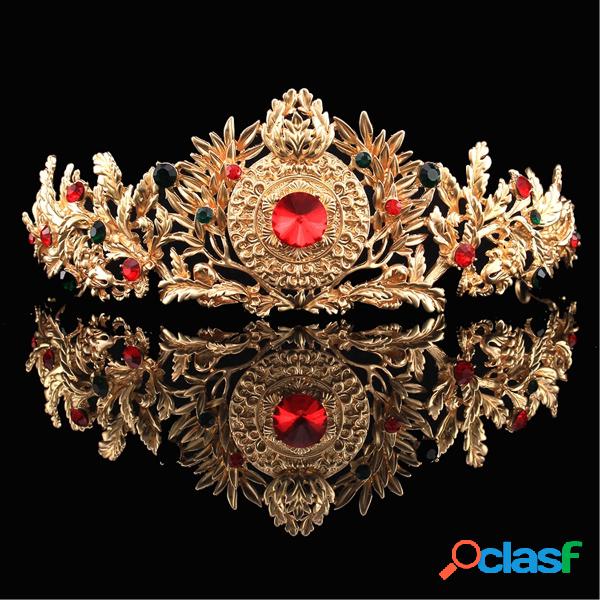Novia Rhinestone Cristal Princesa Reina Oro Corona Tiara