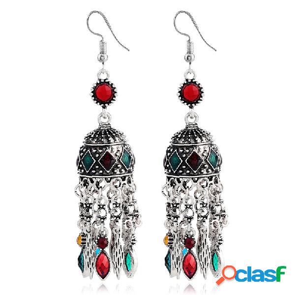 Pendientes de plata étnicos Declaración Tibetana Borlas de