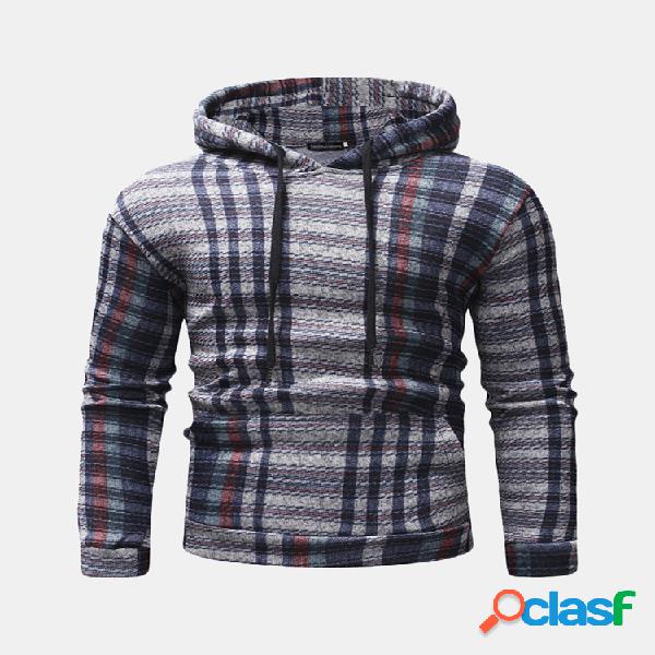 Pullover informal Sudadera a rayas Bolsillo grande Sudaderas