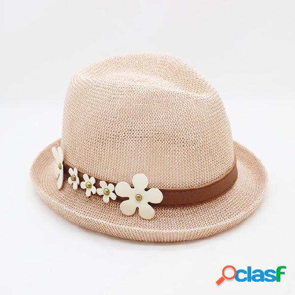 Pure Color Curled Straw Sombrero Small Daisy Sun Sombrero