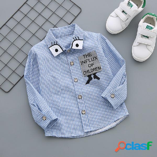 Rayas Camisa Delgado algodón de manga larga Boy Camisa
