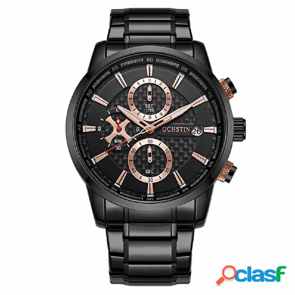 Reloj de acero completo para hombres de negocios Reloj con