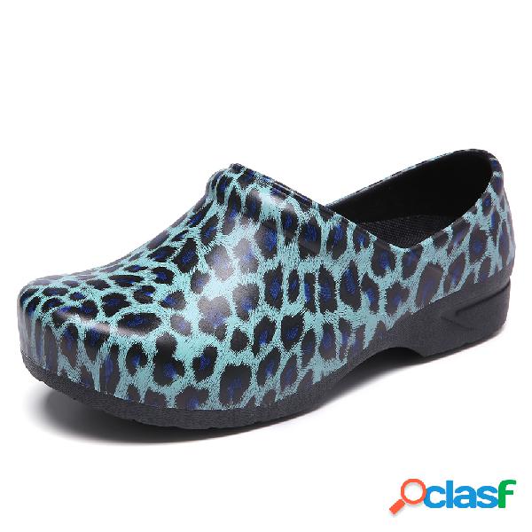 SOCOFY Mocasines con estampado de leopardo Impermeable