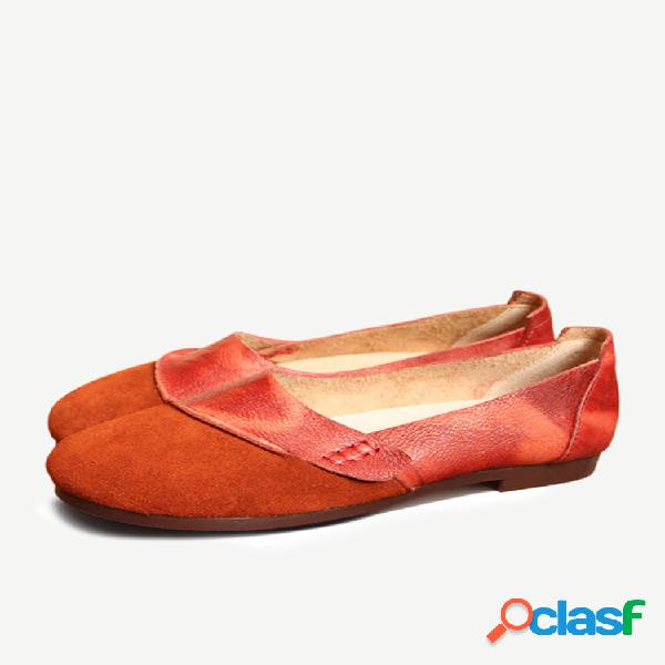 SOCOFY Zapatos planos retros de cuero genuino Zapatos