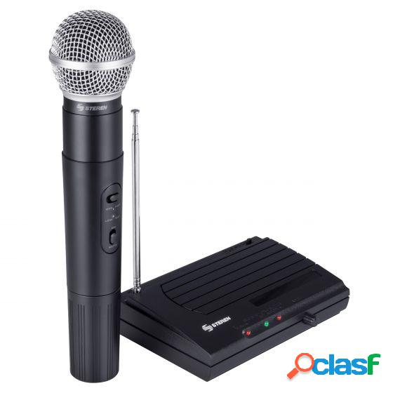 Steren Micrófono con Receptor WR-040, Inalámbrico VHF,