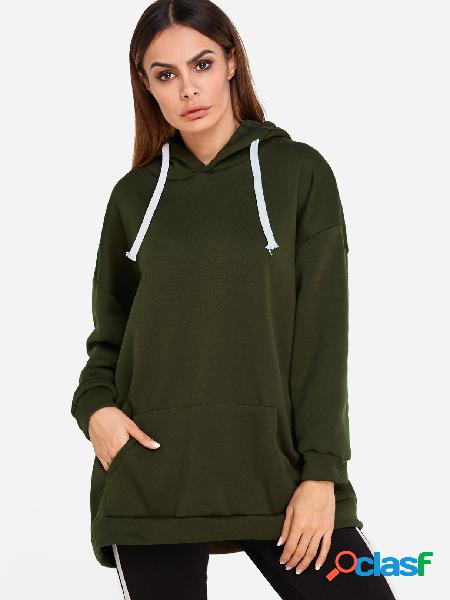 Sudadera con capucha de diseño verde con capucha, mangas