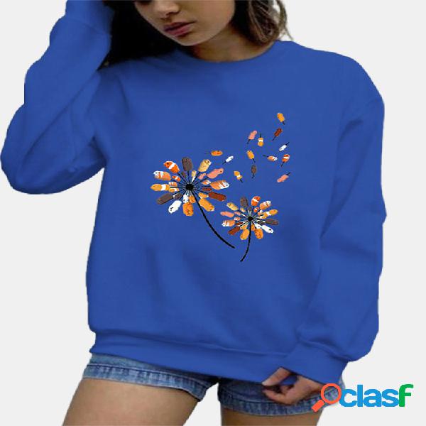 Sudadera con cuello redondo y manga larga con estampado de