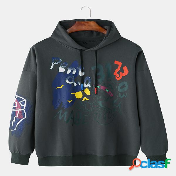 Sudaderas con capucha con cordón de graffiti de dibujos