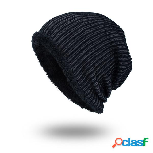 Tide Knit Wool Sombrero Gorro de franja vertical de color