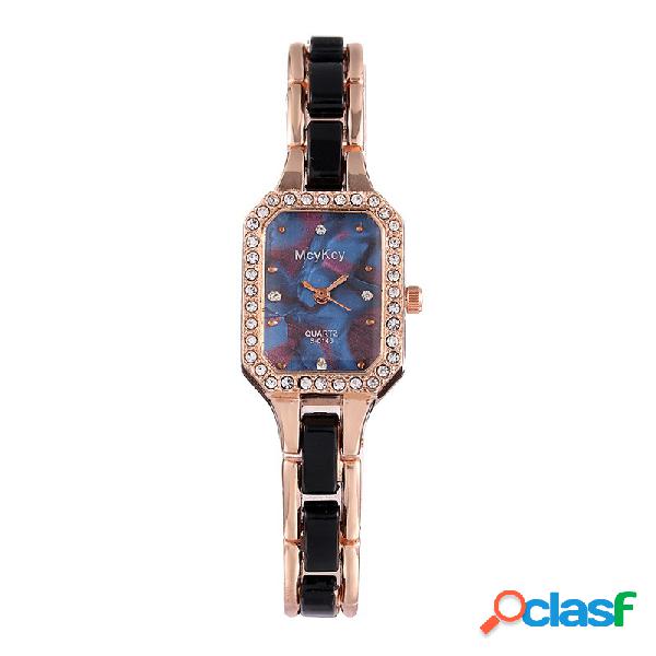 Trendy Shell Dial Reloj para mujer Reloj de cuarzo cuadrado