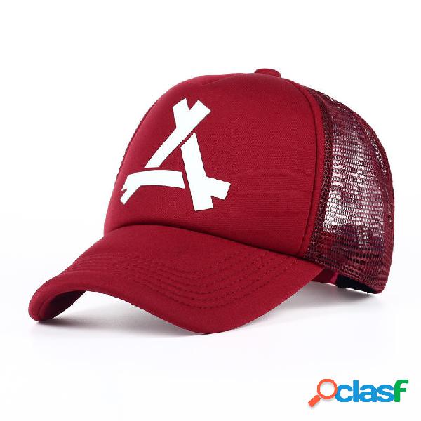 Unisex Letter A Mesh Béisbol transpirable Sombrero Gorra