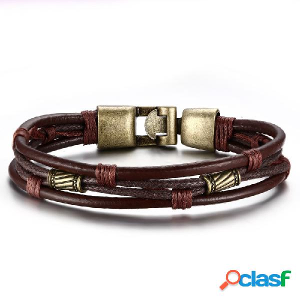 Vintage Pulseras multicapa Antique Copper Mental Waves
