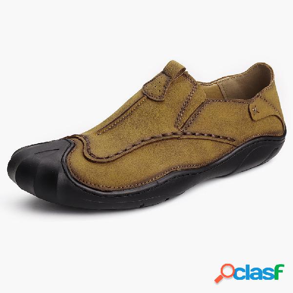 Zapatos casuales suaves outdoor slip on de cosido a mano de