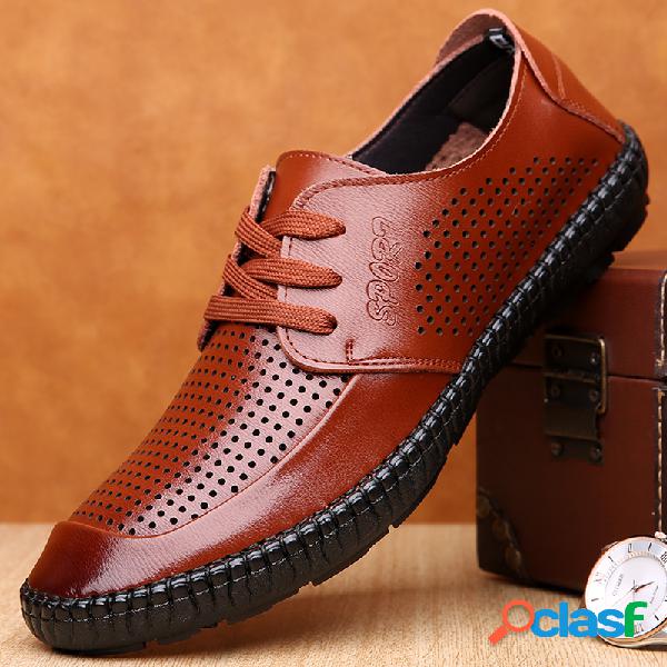 Zapatos de cuero ocasionales de negocios con costura hueca