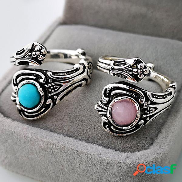 vendimia Anillo de piedras preciosas de cristal rosa 925