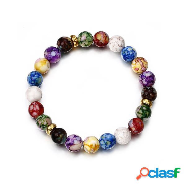 vendimia Colorful Pulsera con cuentas de piedra de ágata