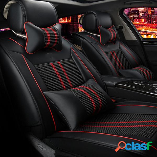 11 piezas PU Coche funda de asiento delantero + cojín