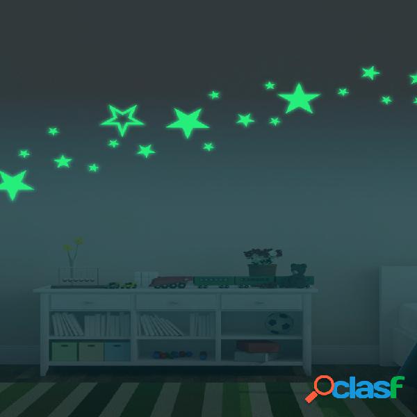 28PCS Fluorescent Glow Hollow Stars Pegatinas de pared