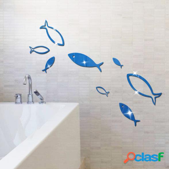 3D Fish Multi-color DIY Forma Espejo Pegatinas de pared