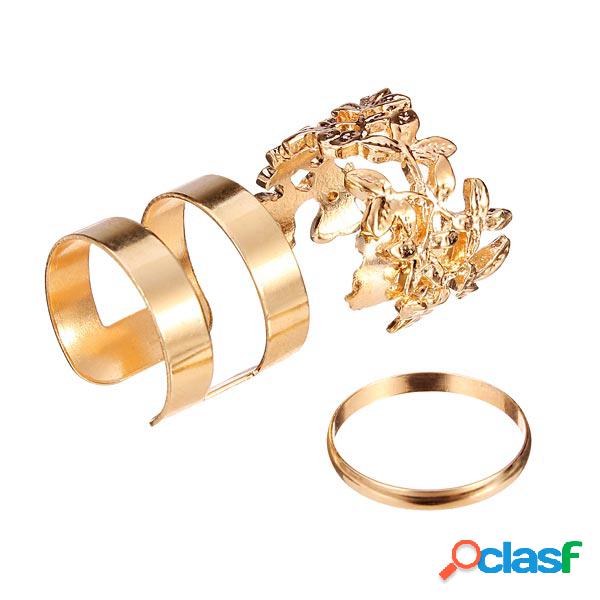 3pcs ahueca hacia fuera las hojas de los anillos del nudillo