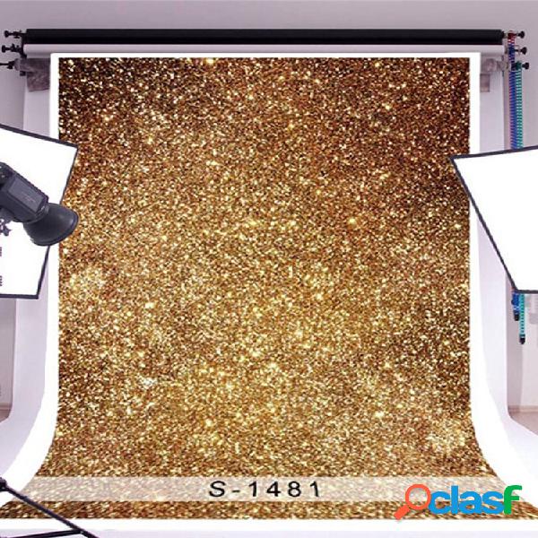 3x5ft Golden Glitters Fondos de fotografía Estudio de