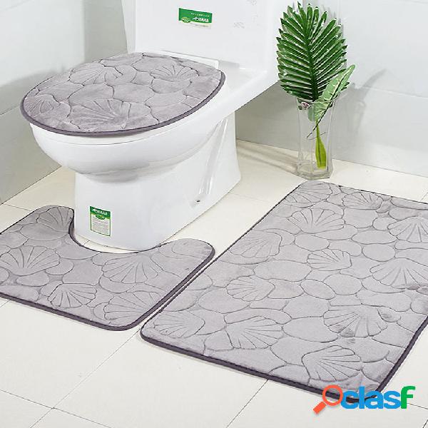 Alfombrilla de baño con relieve de 3 piezas para Cuarto de