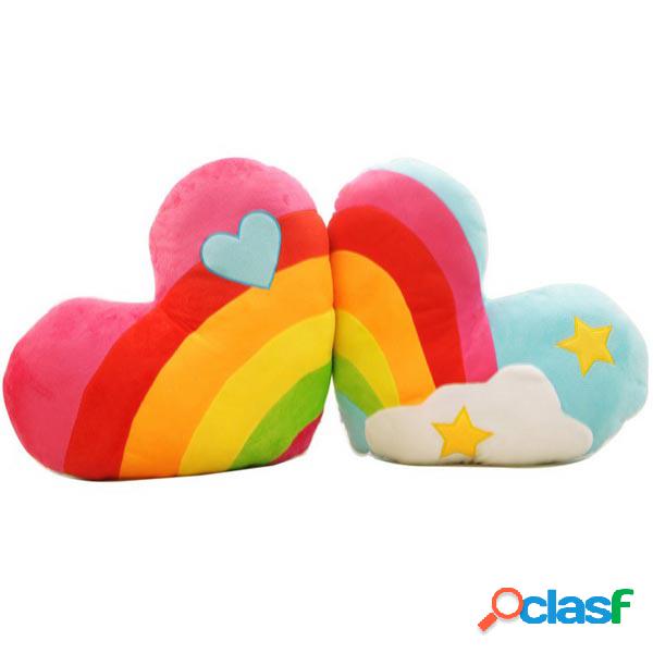 Algodón Arco Iris Corazón Nubes Pareja Almohada Cojín