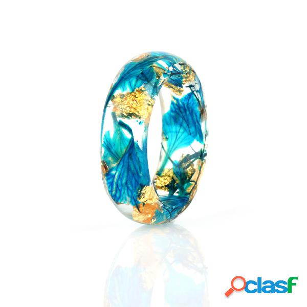 Anillo de resina de flores secas multicolor hecho a mano DIY