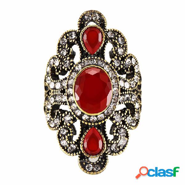 Anillos de dedo de la vendimia Piedras preciosas Rhinestone