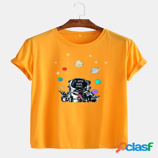 Astronauta de algodón para hombre con estampado redondo