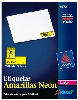 Avery Etiqueta 5972, 750 Etiquetas de 1" x 2 5/8", Amarillo